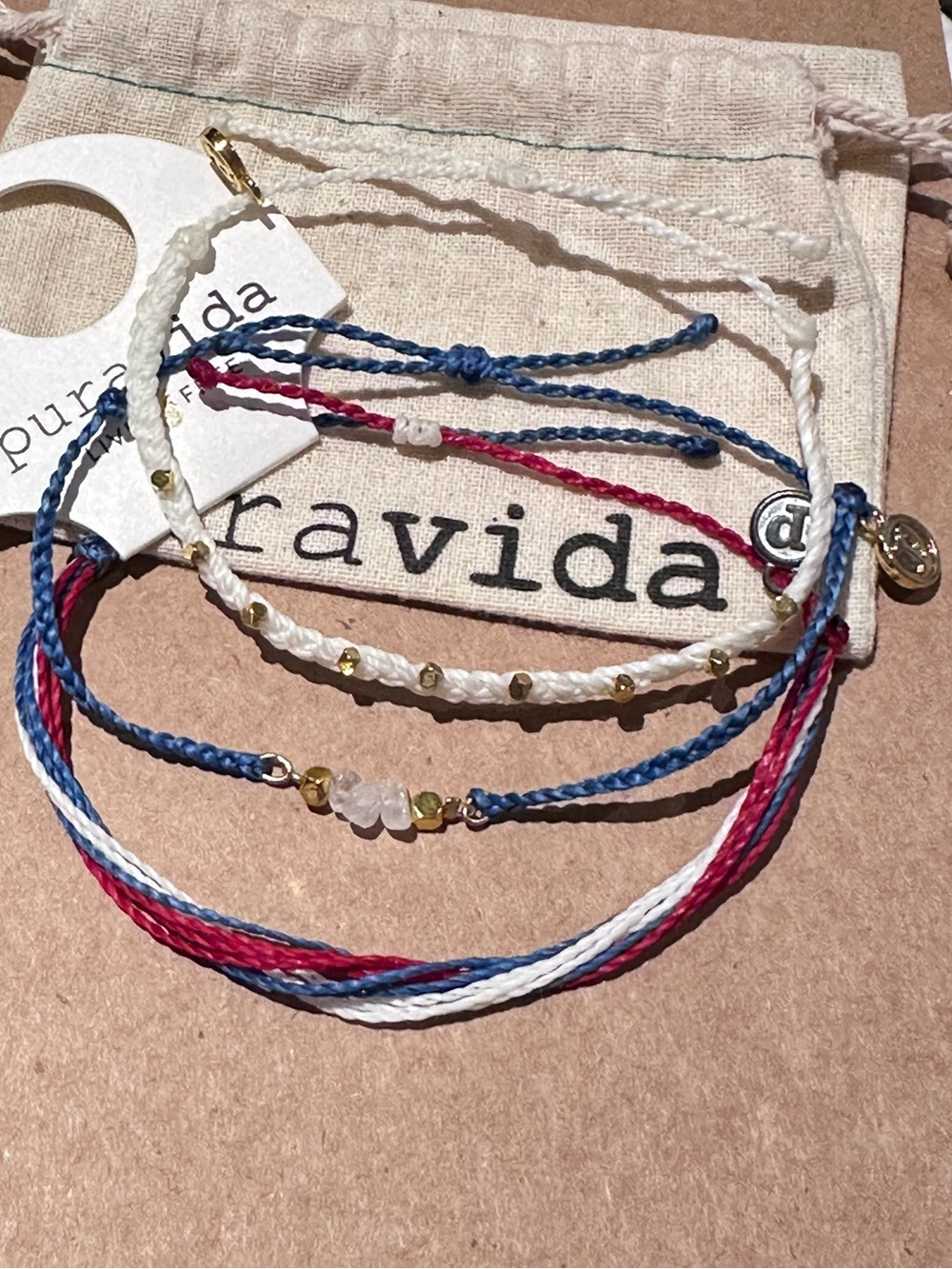 PURA VIDA 3 piece Custom USA American Red, White & Blue NEW 🇺🇸💙❤️